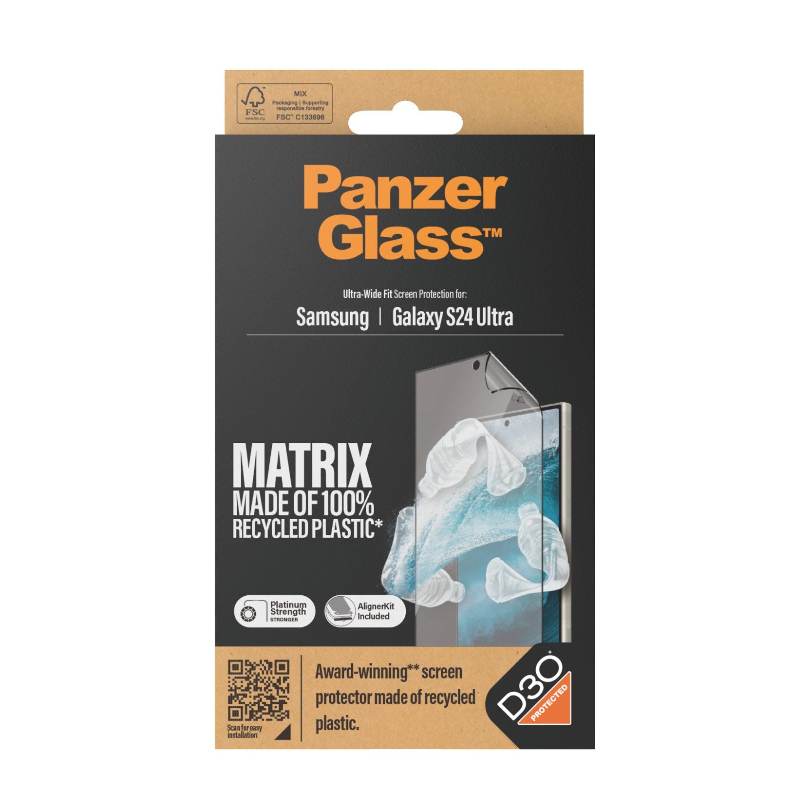 PanzerGlass® ECO MATRIX Screen Protector med D3O® Samsung Galaxy S24 Ultra | Ultra-Wide Fit m. AlignerKit